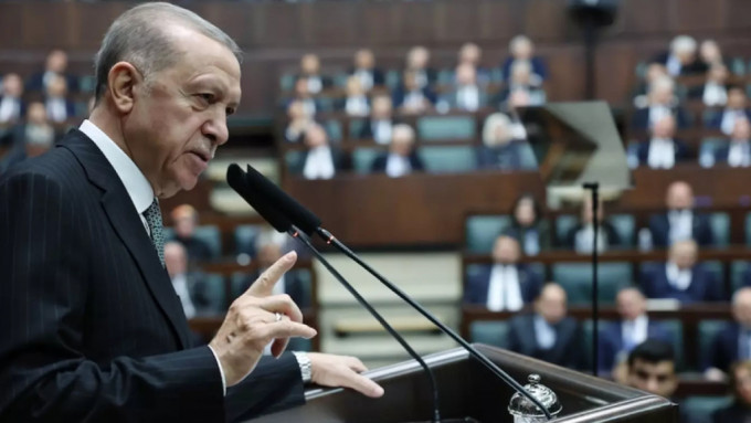 土耳其总统埃尔多安于在国会发表强硬演说力挺哈马斯。路透社