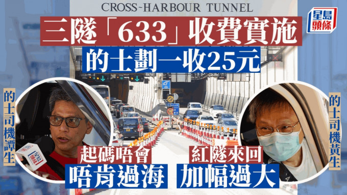 紅磡過海隧道今日起實施「633」固定收費方案。