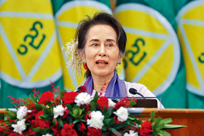 昂山素姬2020年在緬甸發表演說。