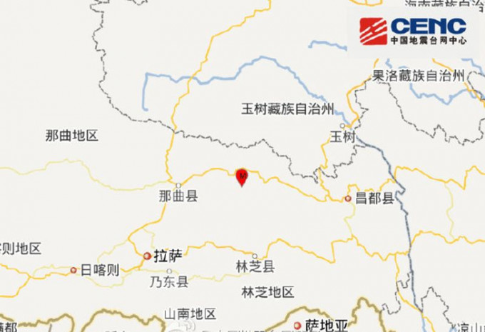 地震源深度5千米。中國地震台網