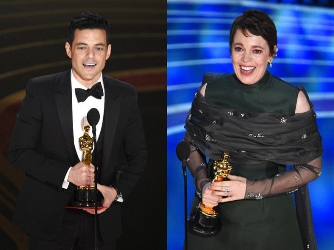 左：Rami Malek、Olivia Colman。AP