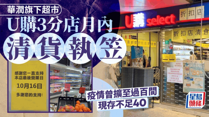 结业潮｜U购3分店月内清货结业 剩不足40间