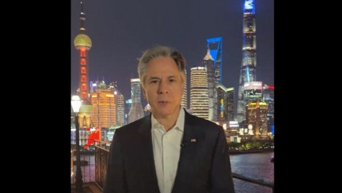 布林肯在X平台上发布录制于上海外滩的影片讲话。 X平台截图