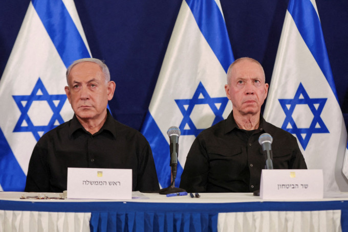 以色列总理内塔尼亚胡（左）表明，在针对哈马斯的战争结束后，以色列不寻求征服、占领或统治加沙。路透社