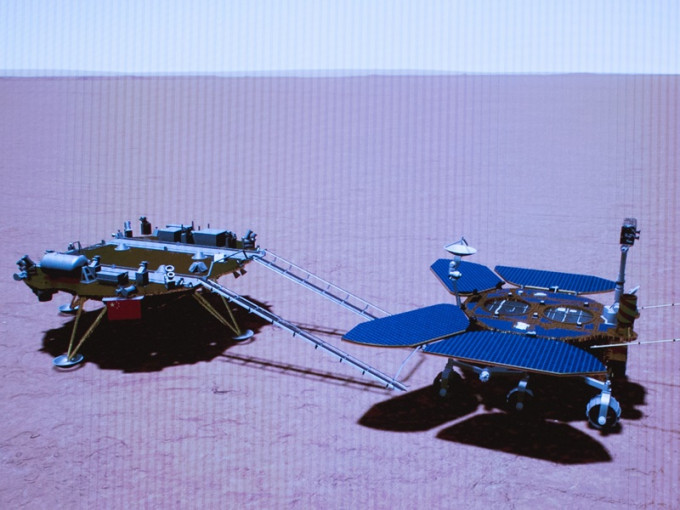 「祝融號」火星車成功駛上火星表面。新華社