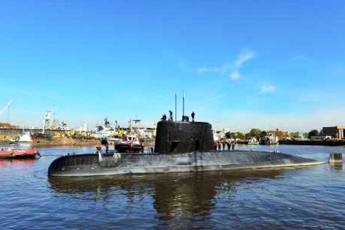 阿根廷海軍柴油動力潛艇「聖胡安號」失聯數天仍未尋回。資料圖片