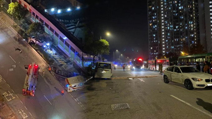 洪福邨外晚上有三车相撞。网上图片