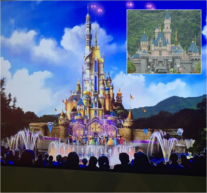 新城堡會新增13個公主元素。迪士尼樂園現有「睡公主城堡」（小圖）