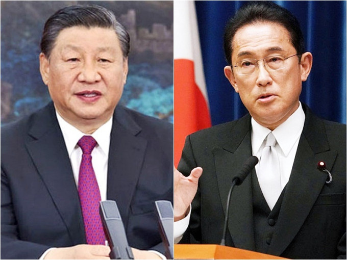 國家主席習近平與日本首相岸田文雄通電話。AP/新華社圖片