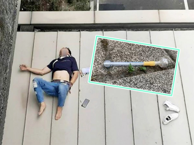 台湾一名男子因怕被警方发现自己吸毒，竟将吸毒工具丢下行车天桥，并自行跳桥。网上图片