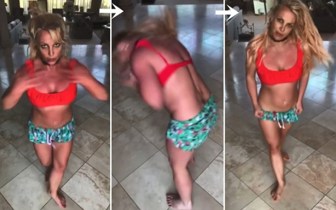 Britney在社交网放跳舞片，不过有点出事。