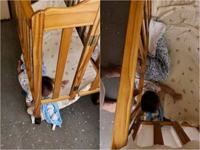 台東一間五星級溫泉酒店有嬰兒床崩塌。Facebook專頁「爆料公社」圖片