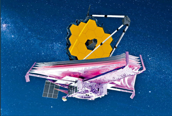 太空总署的绘图显示韦伯望远镜在太空中展开所有主要元件。