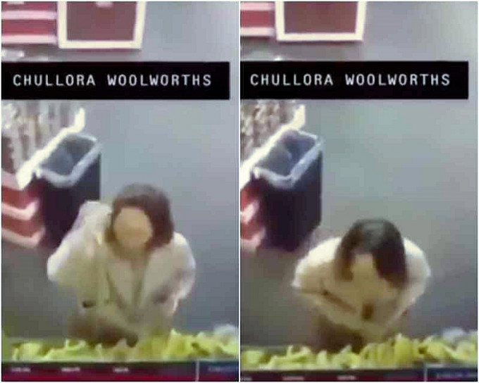 影片中見一位華人大媽向新鮮香蕉吐口水。網圖
