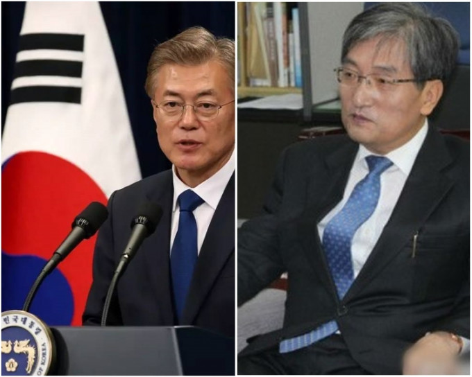 南韩驻华大使卢英敏(右)正竭力在年内促成中韩首脑会谈。网图