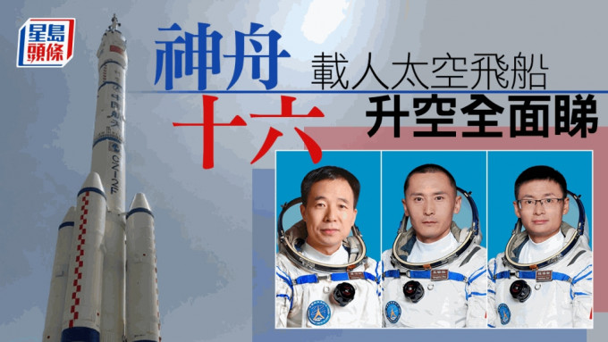 神舟十六號任務三名太空人(左至右)景海鵬、朱楊柱、桂海潮。
