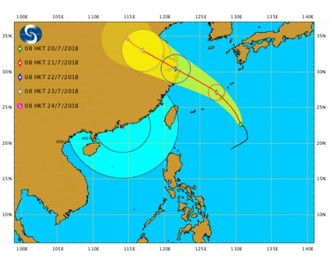 熱帶氣旋「安比」會移向琉球群島至東海一帶。