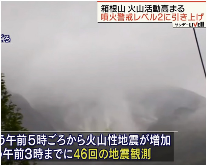 箱根山昨天一整天高達46次的火山地震。