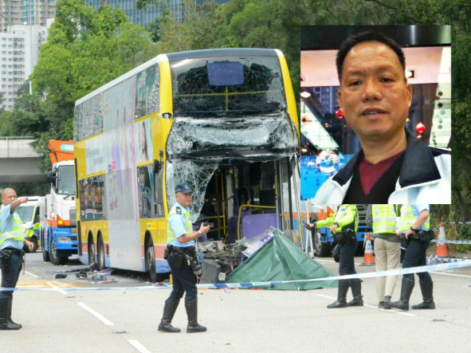 巴士车长（小图）当场死亡。
