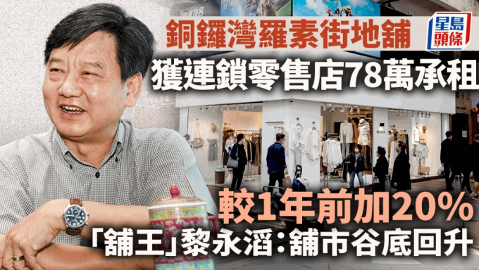 羅素街地舖獲連鎖零售店78萬承租 較1年前加20% 「舖王」黎永滔：舖市谷底回升