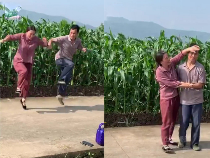浙江农民夫妇田间跳自创舞变网红，在网上已有140多万粉丝。(网图)