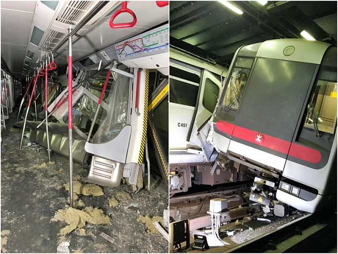 其中一列车的车厢损毁。