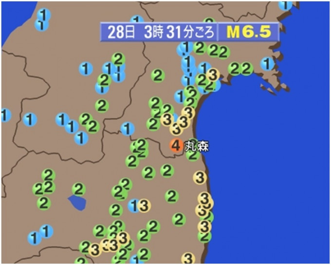 震央位于北纬33.0度、东经137.24度，震源深度420公里。NHK截图
