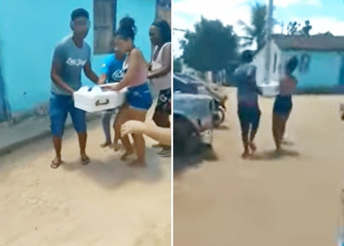 巴西一對夫妻聽信牧師之言，衝動地搶去亡女的棺木運回家。影片截圖