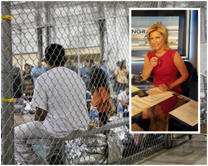 Laura Ingraham(小图)将安置儿童的拘留中心比作「夏令营」。AP; 网图