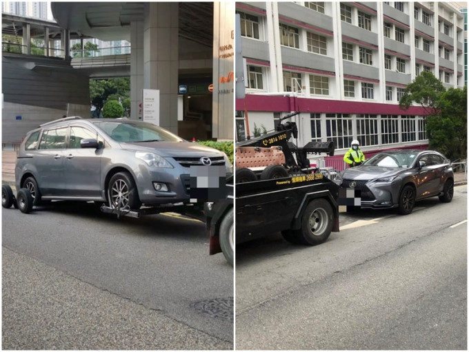 荃灣警區一連兩日於區內打擊違例泊車。警方圖片