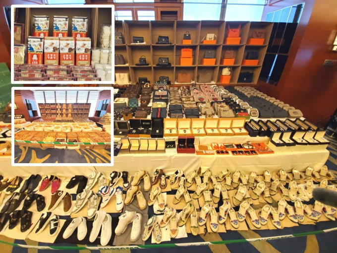 海关检获大批名贵食材、名牌衣服及鞋。