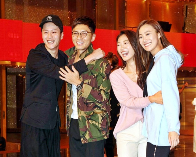 謝東閔(左起)、袁偉豪、張寶兒和朱智賢今晚出席台慶綵排。