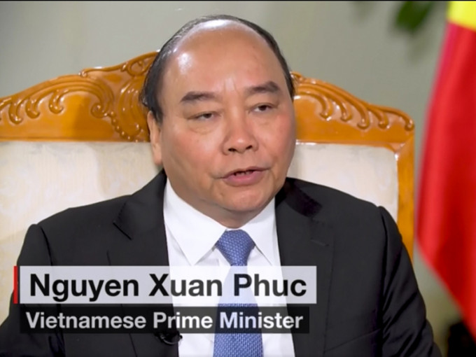 越南總理阮春福冀美朝峰會有成效。 （電視畫面截圖）
