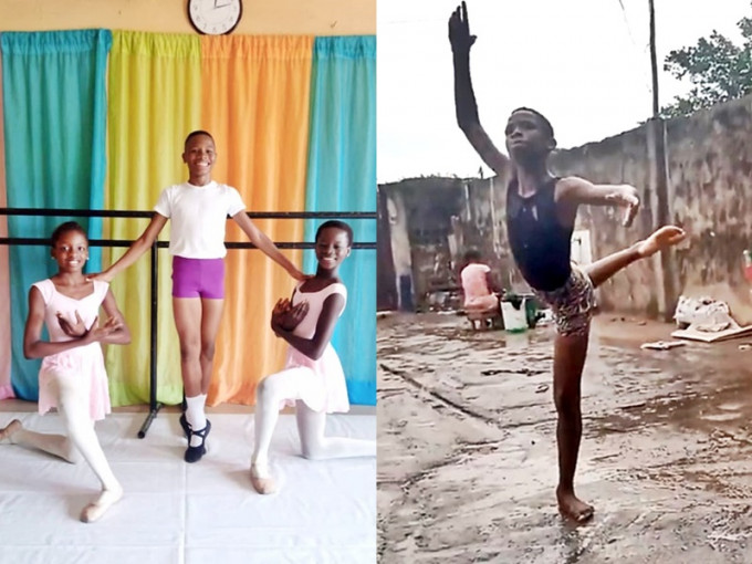 非洲男孩雨中赤腳跳芭蕾，獲全額獎學金將赴美深造。(網圖)