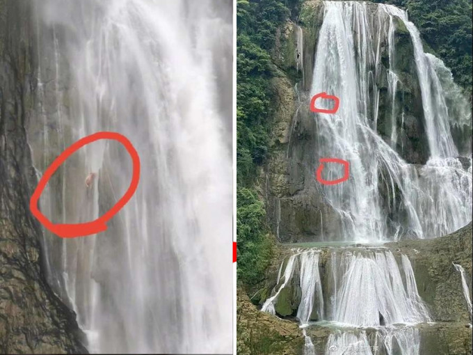 两名行山人士在贵州网红瀑布瀑降遇险，被困一夜后不幸身亡。(网图)