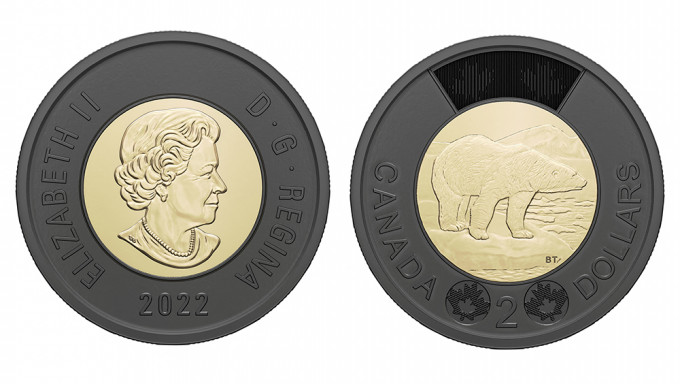 加拿大發行黑色粗邊面額兩加元的英女皇紀念幣。路透社