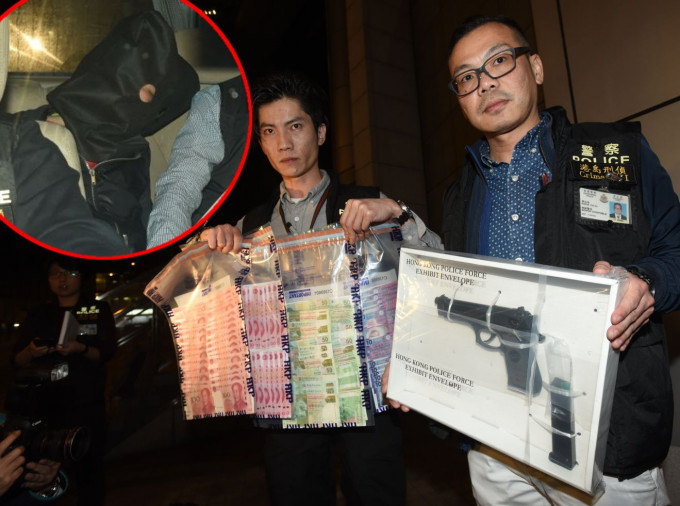 警方拘捕涉案男子並檢獲一支玩具氣槍。徐裕民攝