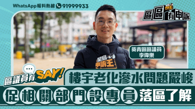 区议员有Say| 葵青区李伟乐：楼宇老化渗水问题严峻 促相关部门设专员落区了解