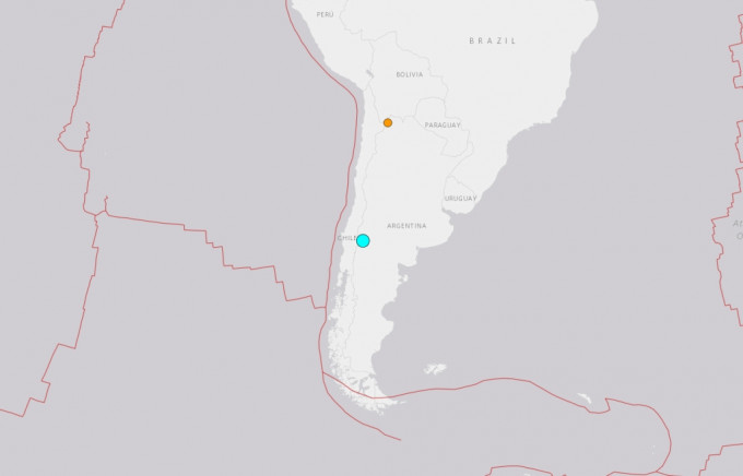阿根廷西部規模6.6地震 鄰國智利也感受搖晃。   美國地質調查局USGC網站