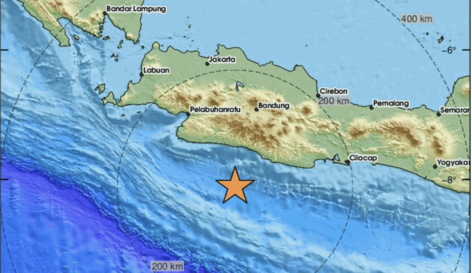 印尼爪哇島對開海域6.5級地震。EMSC