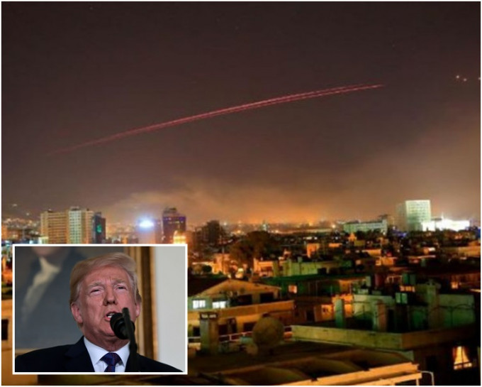 特朗普下令攻击叙利亚后，大马士革随即传出巨大爆炸声。