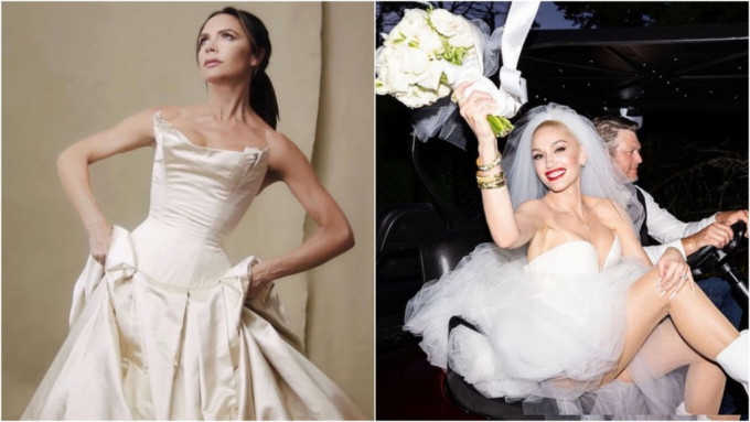 很多国际巨星如Victoria Beckham(左)、Gwen Stefani(右)等都曾穿著Vera Wang的婚纱。 Vera Wang及Gwen Stefani IG