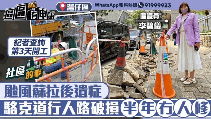 社区的事｜台风苏拉吹袭后遗症 塌树损路砖半年未修 记者查询第3天即动工