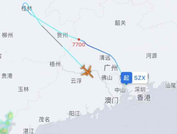 深圳航空一架客机早上出现紧急情况。网图