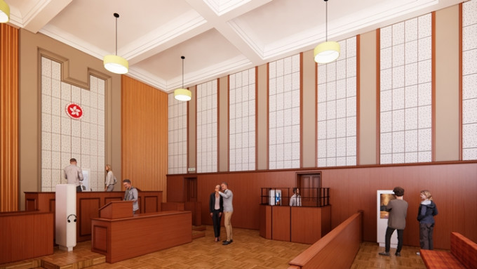 法院法庭范围活化后的「模拟法庭」模拟图。政府新闻处图片