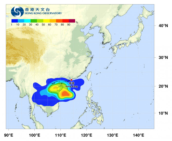 天文台热带气旋路径概率预报