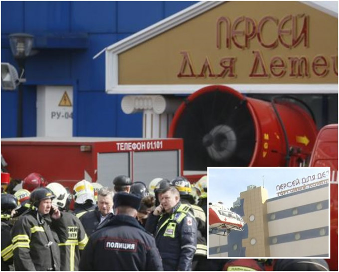 莫斯科东部一个商场发生火警。网图