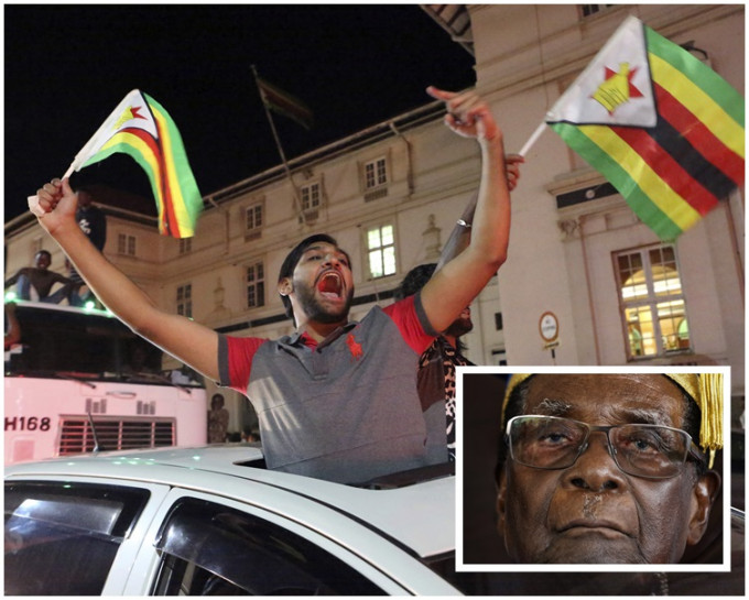 穆加貝宣布辭職後大批民眾湧上街慶祝。AP