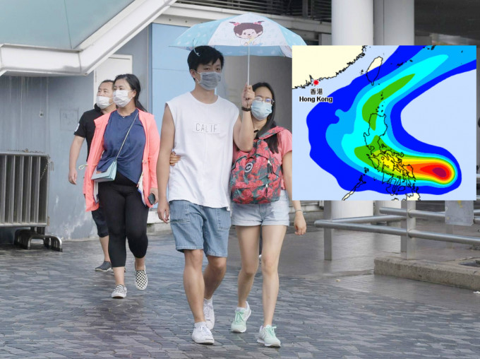 天文台料黄蜂转移向吕宋海峡一带。资料图片/热带气旋路径概率预报