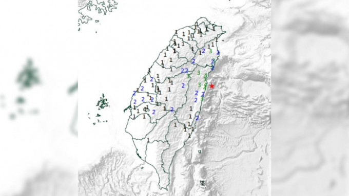 台灣東部海域5.2級地震，最大震度花蓮4級。